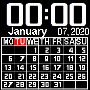 Calendar_Black_2020_EN Amazfit BIP watchface